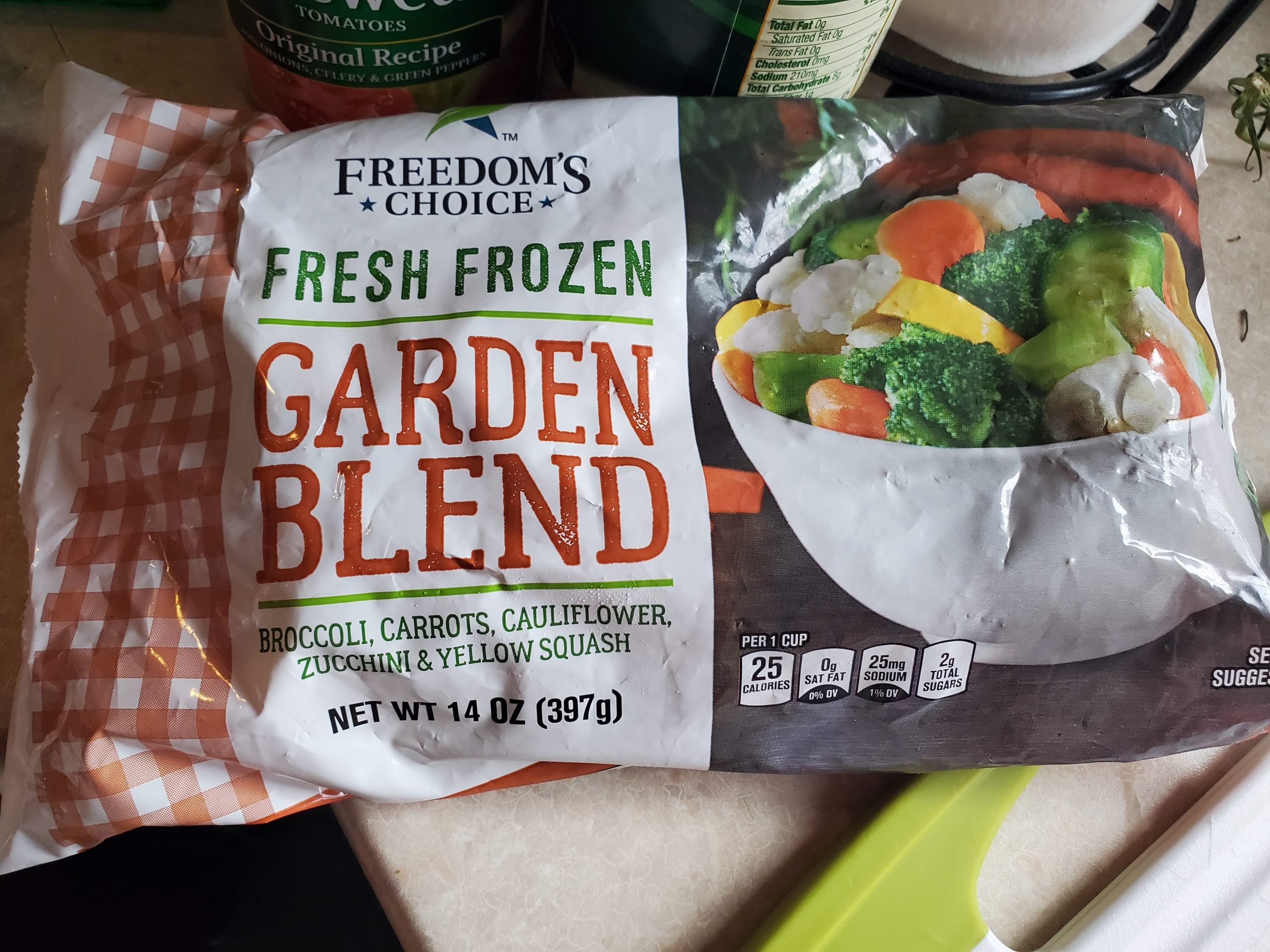 I prefer a California blend from Birds Eye but this was at the Commissary and covered by our WIC blessing.